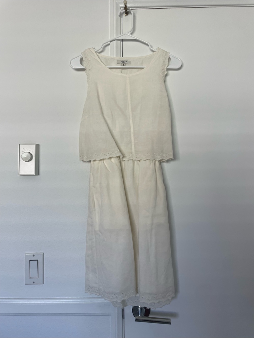 Madewell Cream Sleeveless Eyelet Jumpsuit